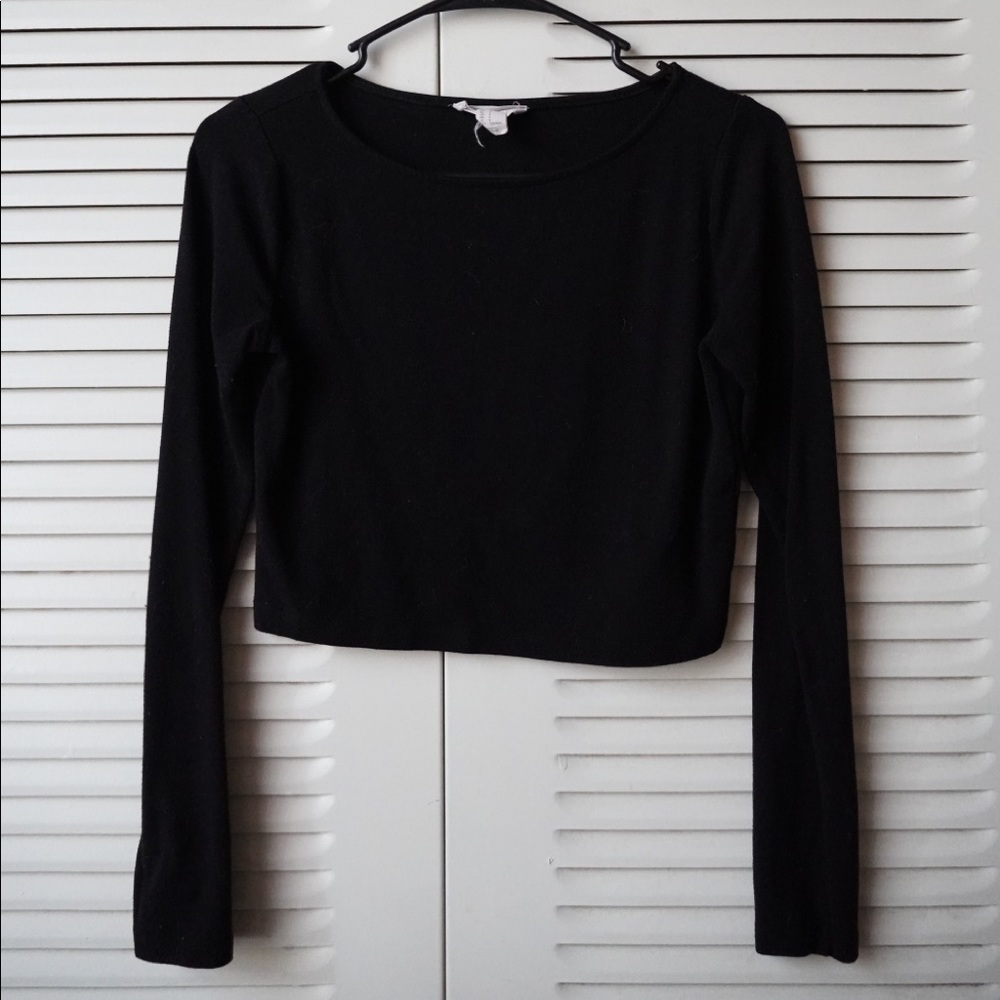 Black Long Sleeve Crop Top - Forever21